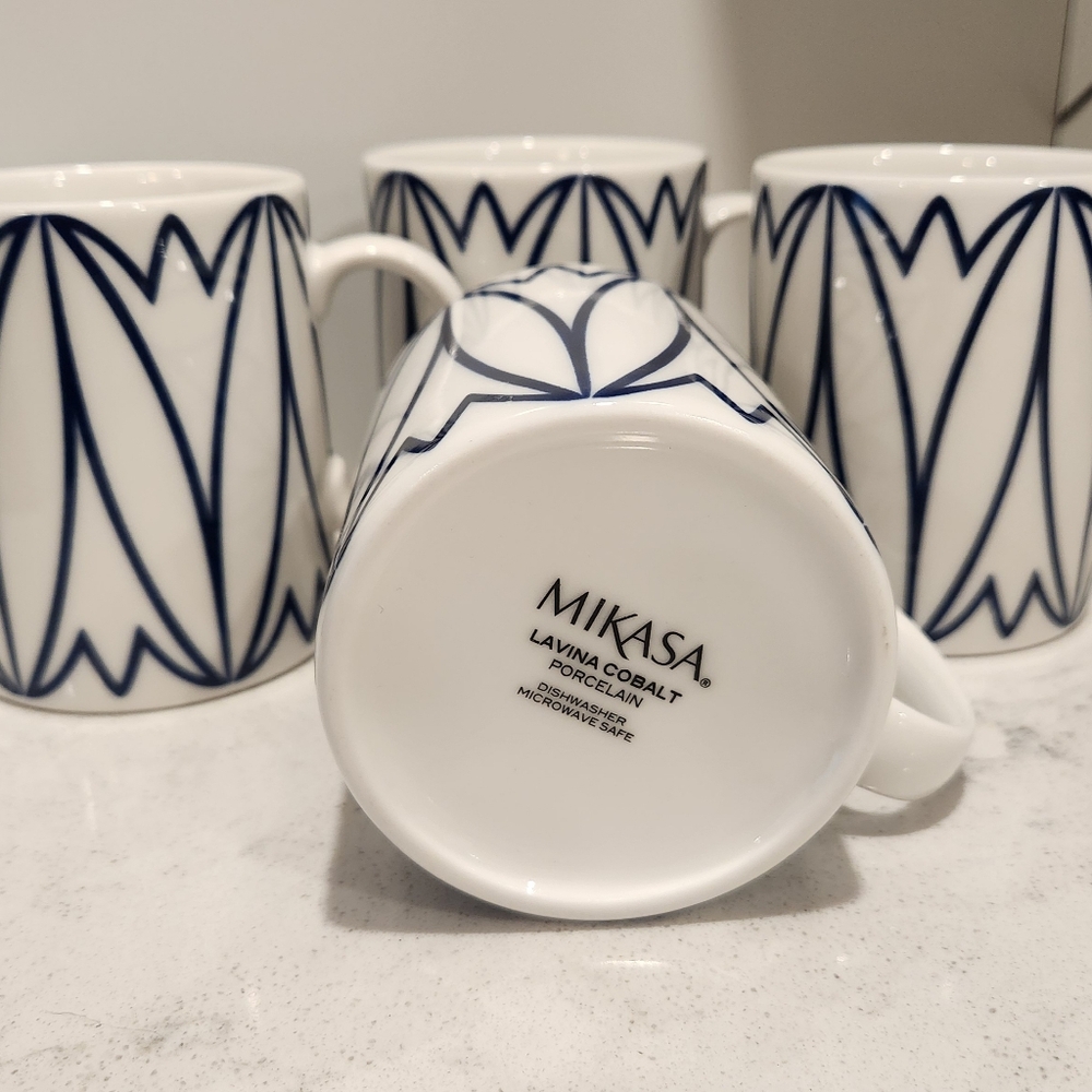 Mikasa Lavina Cobalt Set of 4 Porcelain Mugs